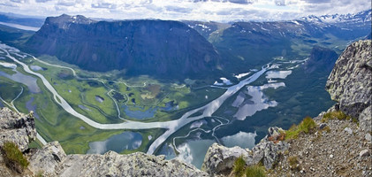 Rapa Valley in Sarek National Park, from the moutain Skierfe, Sweden.